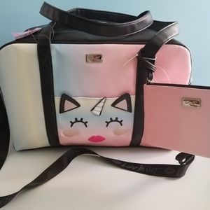 Luv Betsey Johnson Pink/Black Unicorn Weekender